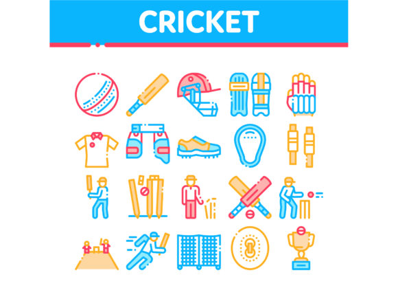 Cricket Game Collection Elements Icons Set: A Versatile Toolkit for Sports Enthusiasts